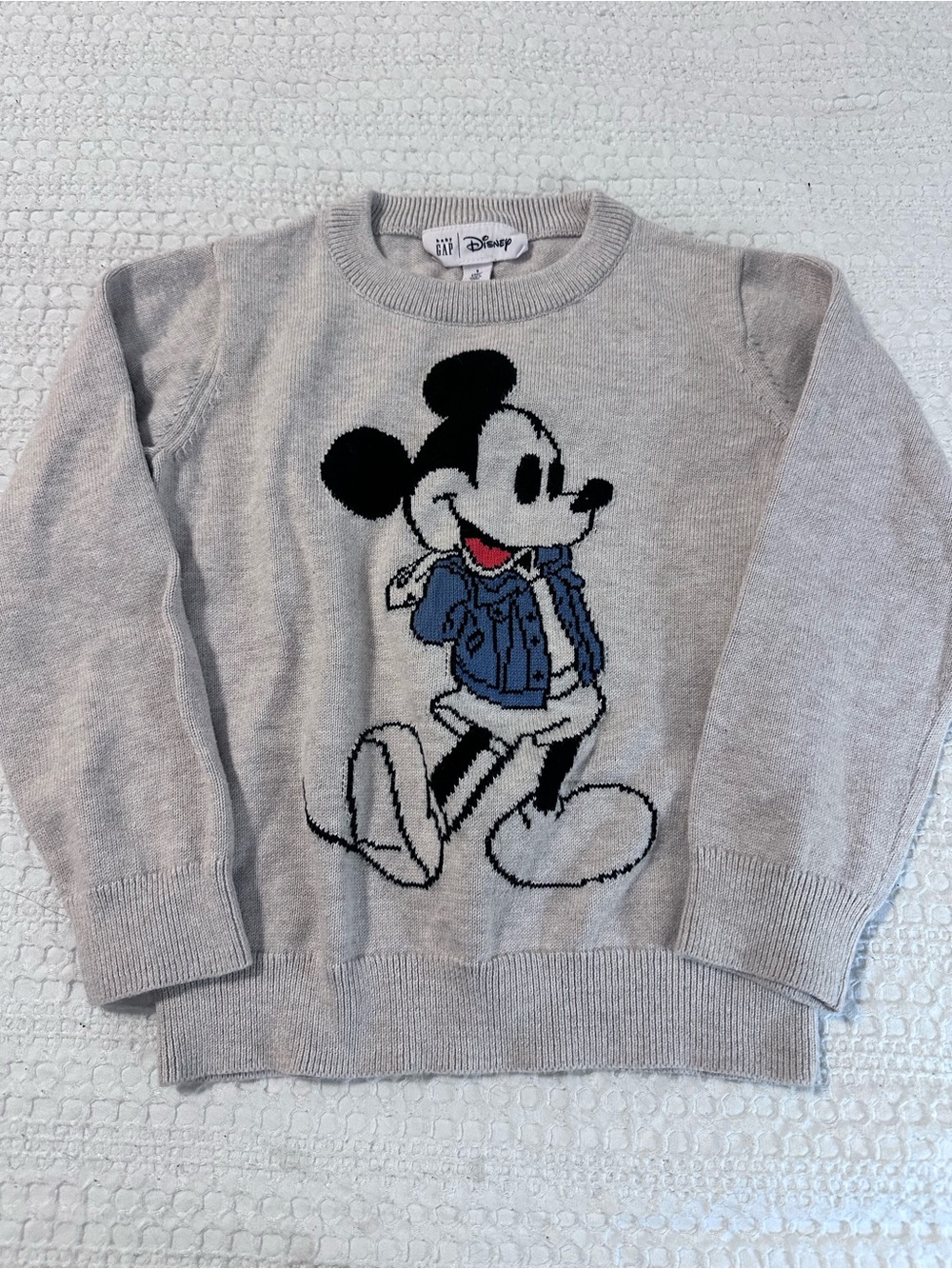 GAP Light Gray Crewneck Sweater with Mickey Graphic